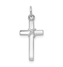 14K W/G Cross with Rope Design in Center