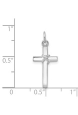 14K White Gold Cross with Rope Design in Center
