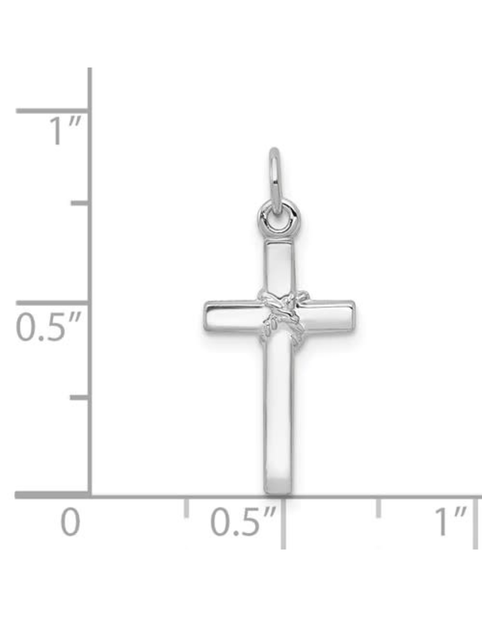 14K White Gold Cross with Rope Design in Center