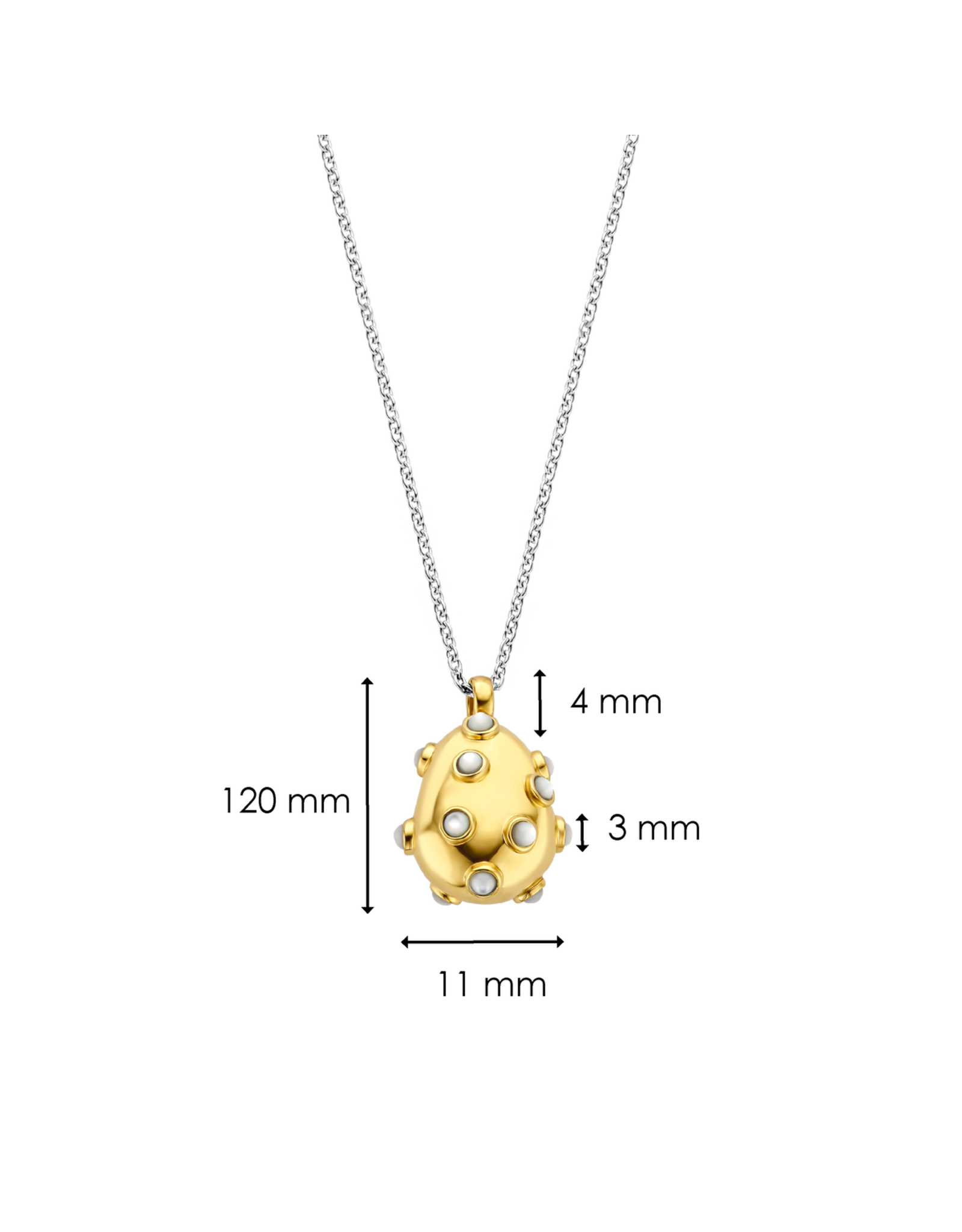 Yellow Gold Plated Pearl Nugget Necklace- 3983MW/42