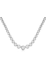 14K White Gold Graduated Bezel Set Diamond Tennis Necklace, D: 1.50ct