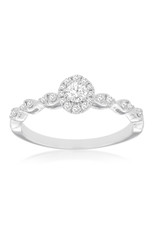 14K White Gold Complete Diamond Halo Engagement Ring, D:  0.33ct