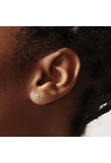 14K Yellow Gold Polished Star and Turquoise Stud Earrings