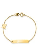 14K Yellow Gold Butterfly ID Bracelet, 5.5"