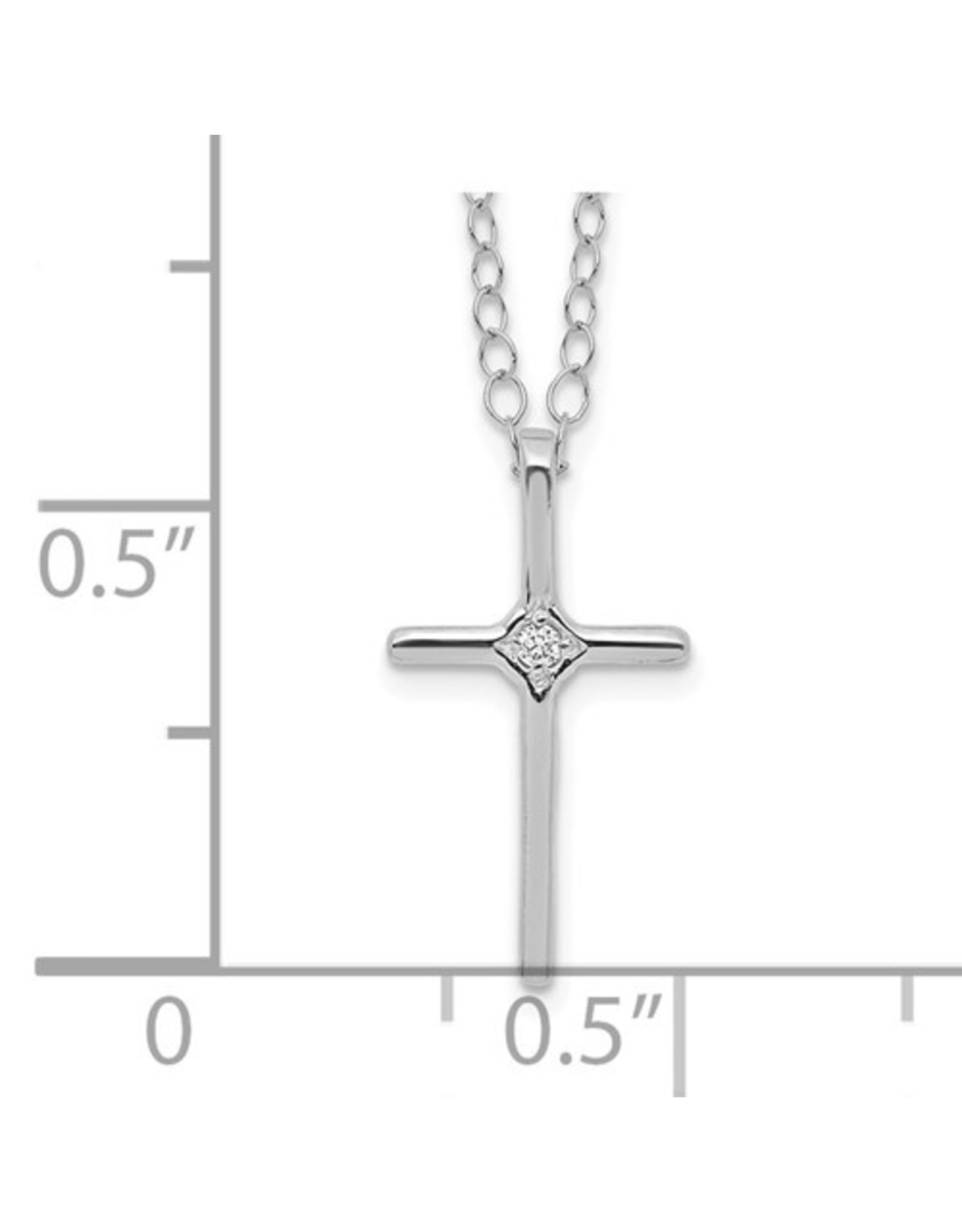 14K White Gold Baby Diamond Cross, D: 0.01ct