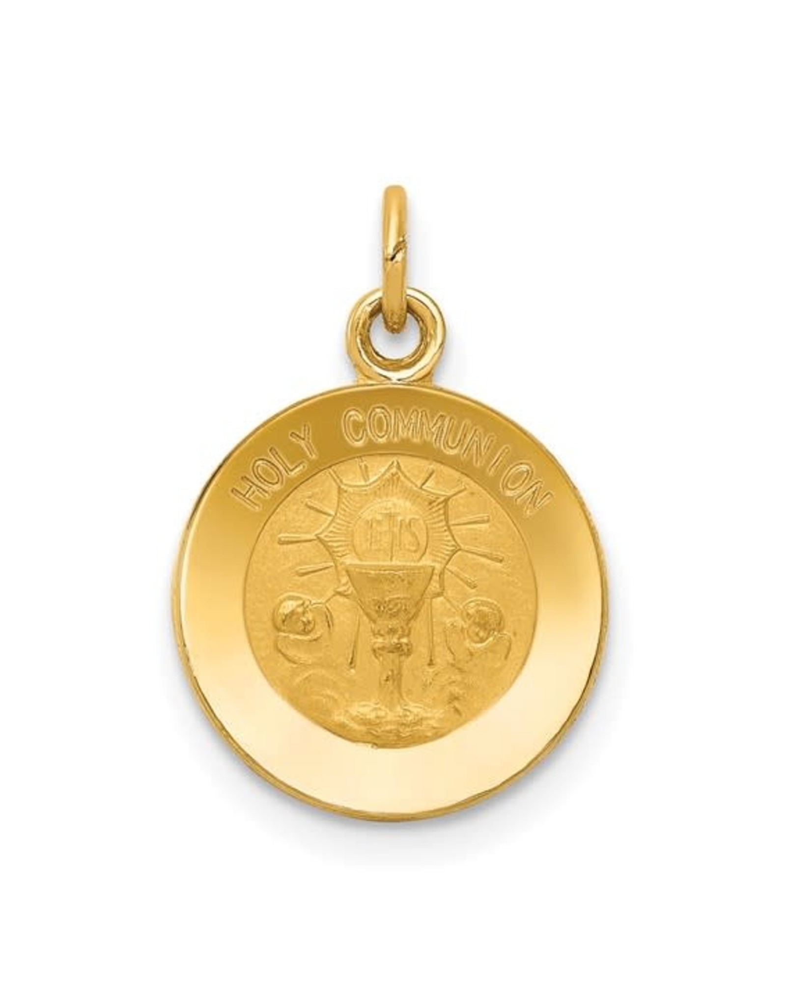 14K Yellow Gold Engravable First Holy Communion Disc