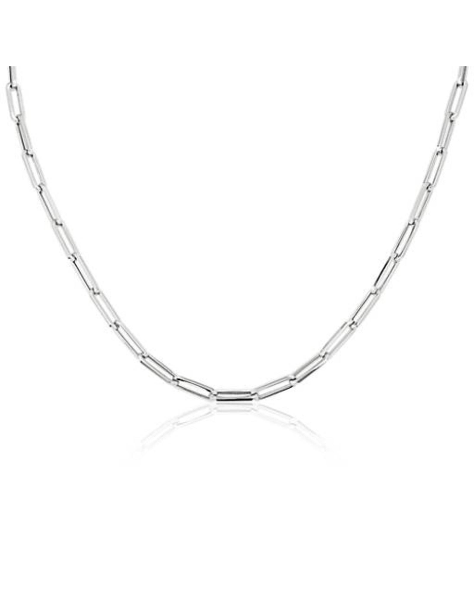 14K White Gold Paperclip Necklace, 20"