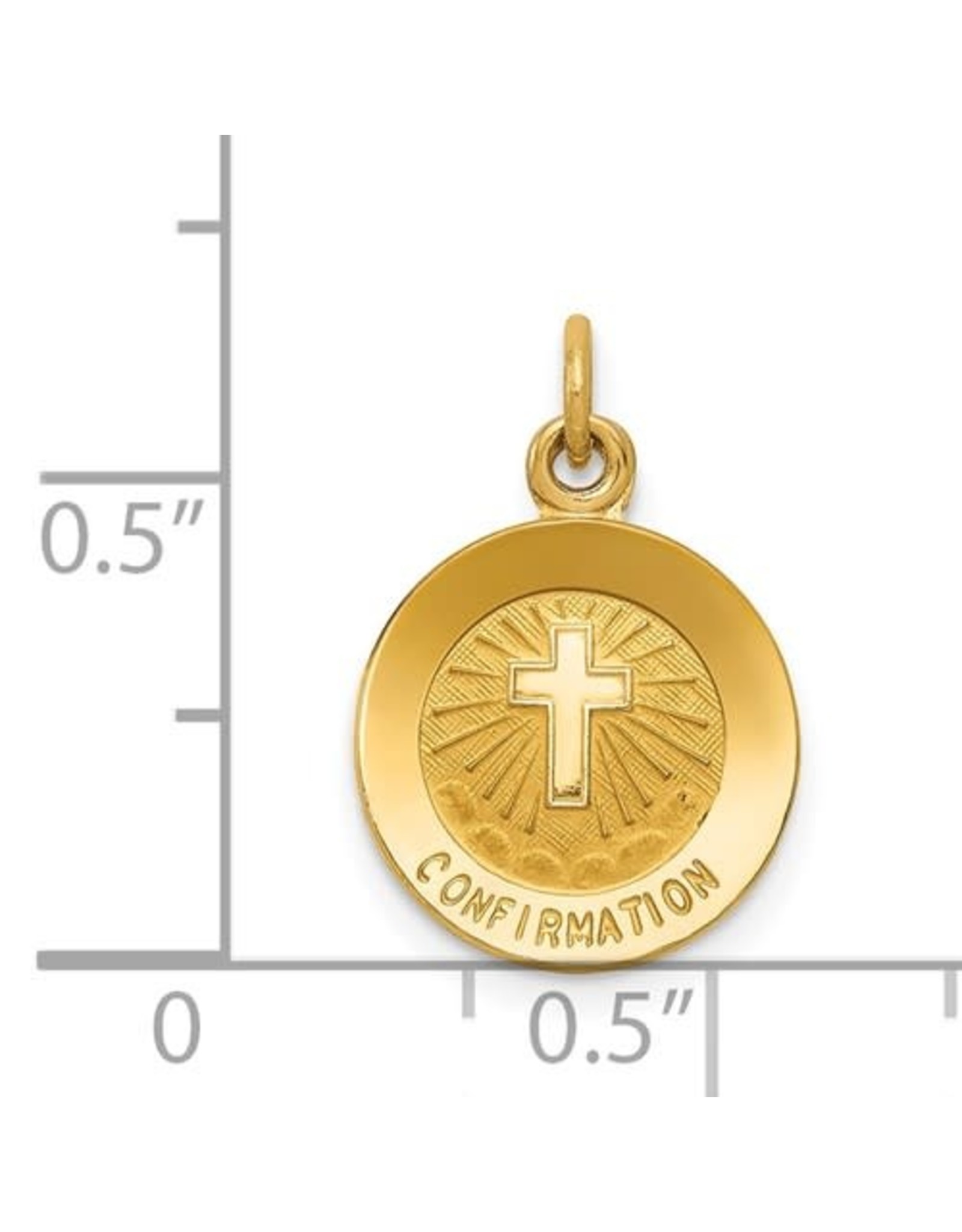 14K Yellow Gold Engravable Confirmation Disc- Cross