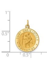14K Yellow Gold Saint Christopher Medallion Pendant