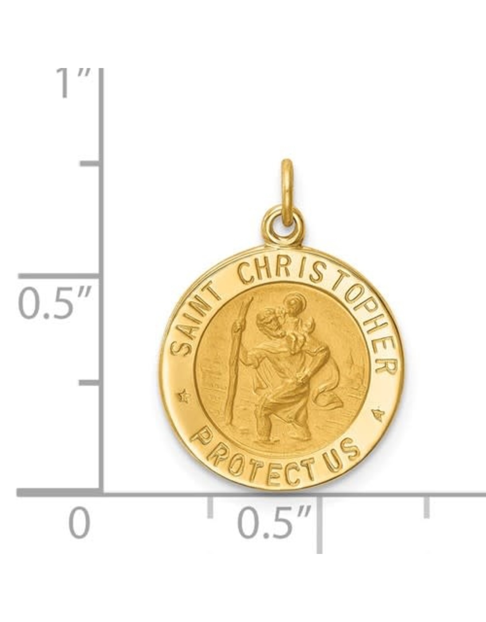 14K Yellow Gold Saint Christopher Medallion Pendant