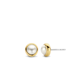 Pearl Bezel Set Dainty Stud Earrings