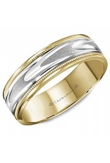 14K 2-tone Yellow Gold  & White Gold Band with Brush Center - 6mm