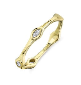 14K Y/G Bamboo Diamond Stackable Ring