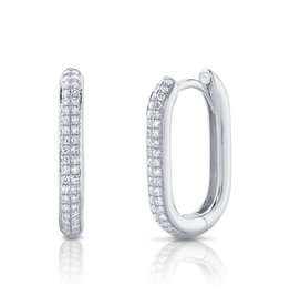 14K W/G Diamond PaperClip Hoop Earrings