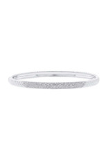 14K White Gold Pave Diamond and Rope Design Bangle Bracelet, D: 0.56ct