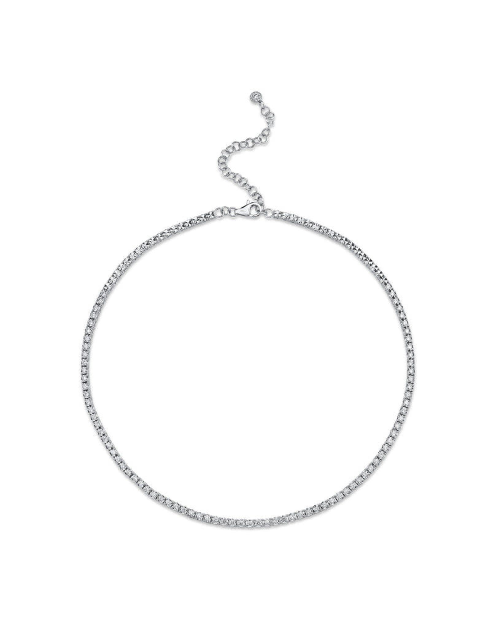 14K White Gold Adjustable Diamond Tennis Choker Necklace, D: 2.49ct