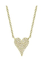 14K Yellow Gold Petite Pave Diamond Heart Necklace, D: 0.11ct