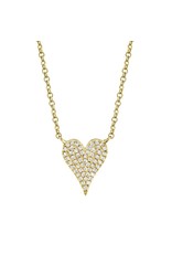 14K Yellow Gold Petite Pave Diamond Heart Necklace, D: 0.11ct