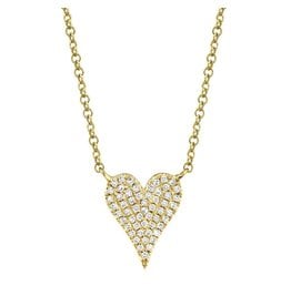 14K Y/G Petite Pave Diamond Heart Necklace