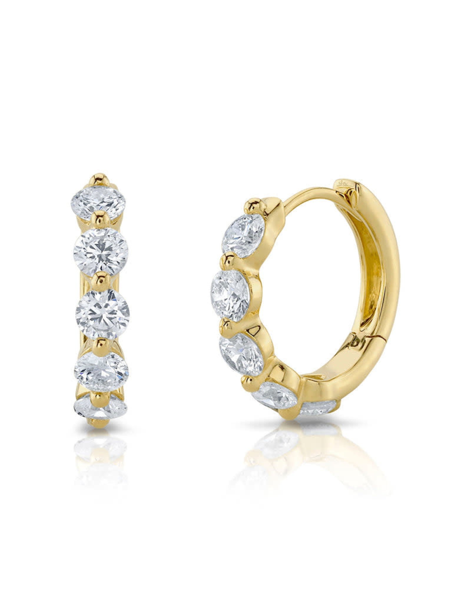 Diamond Inside Out 14K Gold 15mm Large Huggie Earrings