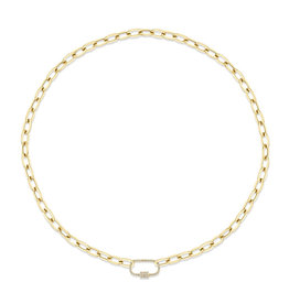 14K Y/G Chunky Paperclip Necklace with Diamond Clasp