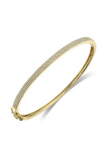 14K Yellow Gold Pave Diamond Bangle Bracelet, D: 0.52ct