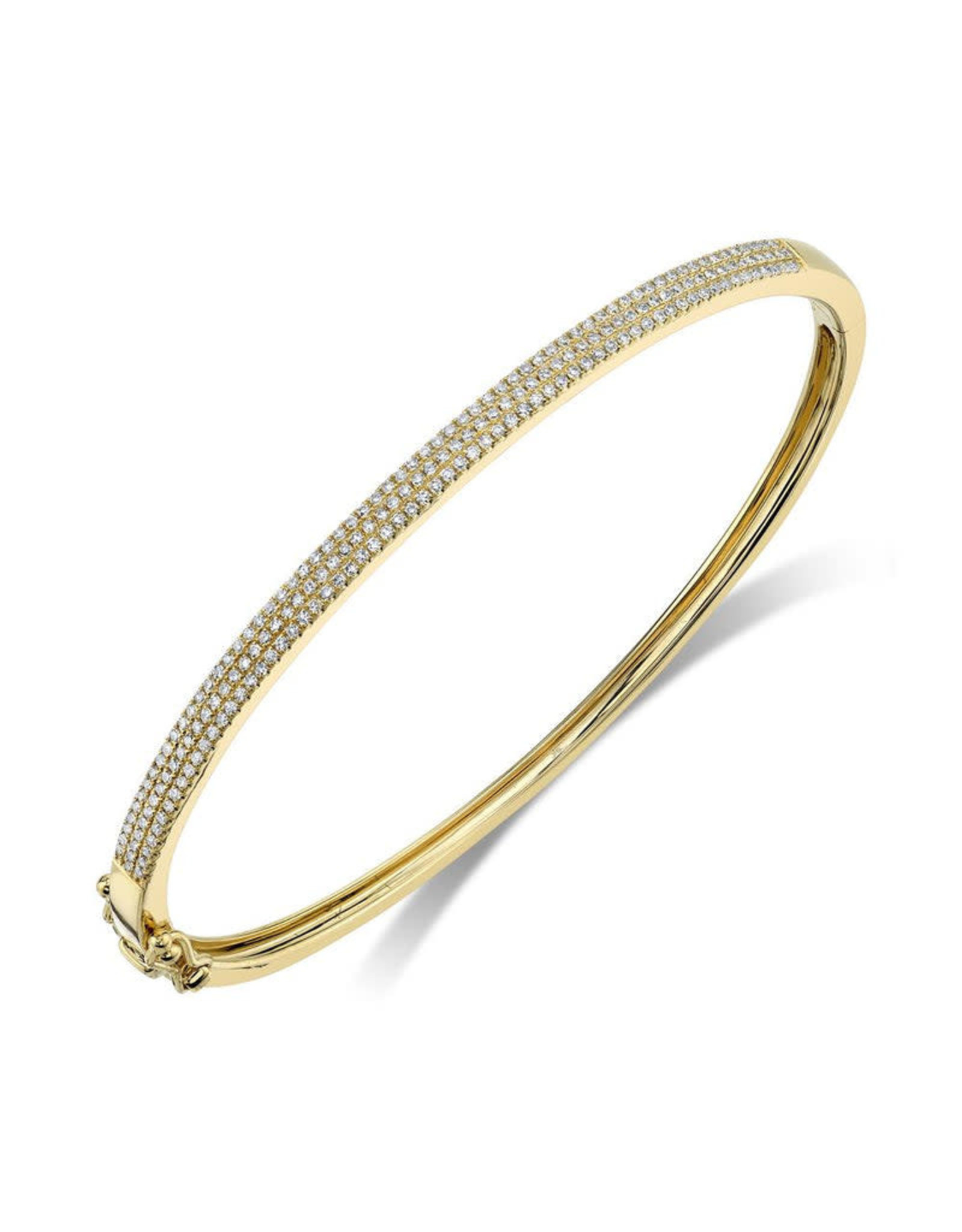 14K Yellow Gold Pave Diamond Bangle Bracelet, D: 0.52ct