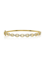 14K Yellow Gold Open Link Diamond Bangle, D: 0.35ct