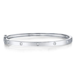 14K W/G Diamond Inlay Bangle Bracelet