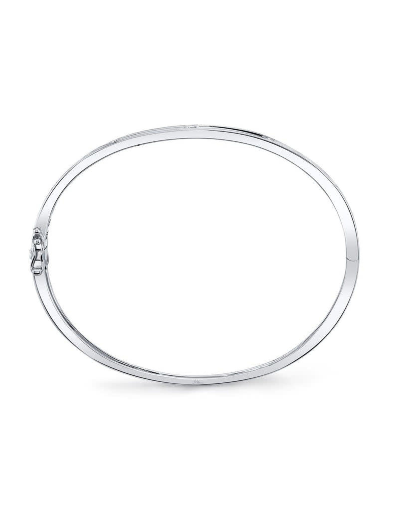 14K White Gold Diamond Inlay Bangle Bracelet, D: 0.38ct