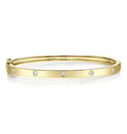 14K Y/G Diamond Inlay Bangle Bracelet, D: 0.38ct