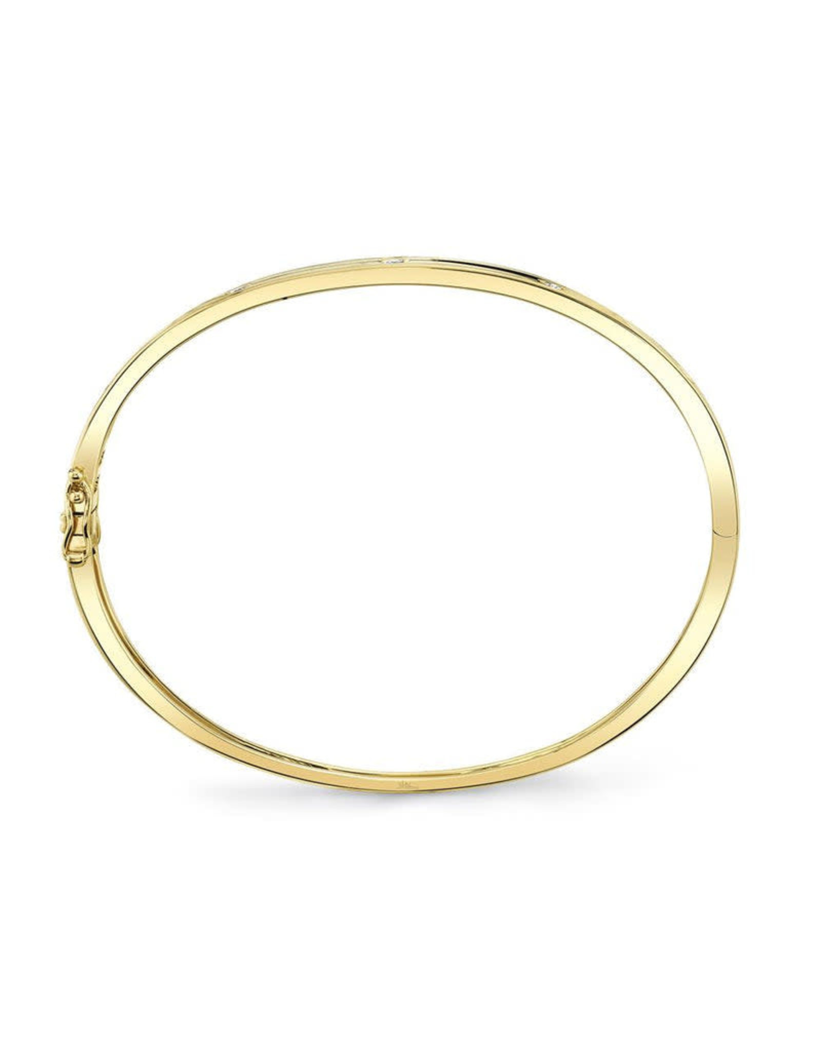 14K Yellow Gold Diamond Inlay Bangle Bracelet, D: 0.38ct