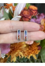 18K White Gold Multi Color Sapphire & Diamond Earrings, S: 1.20ct, D: 0.33ct