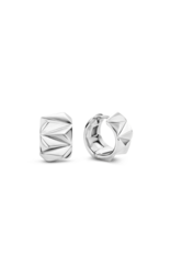 Silver Geometric Huggie Earrings- 7899SI