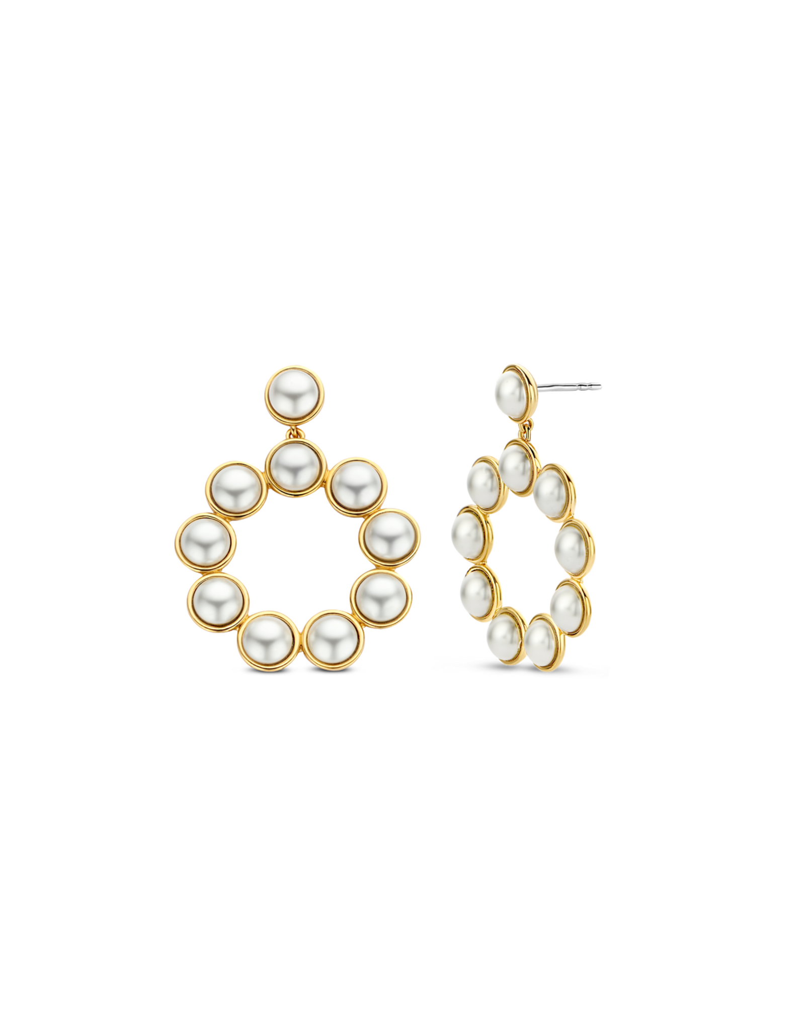 Yellow Gold Plated Pearl Dangle Earrings- 7905YP