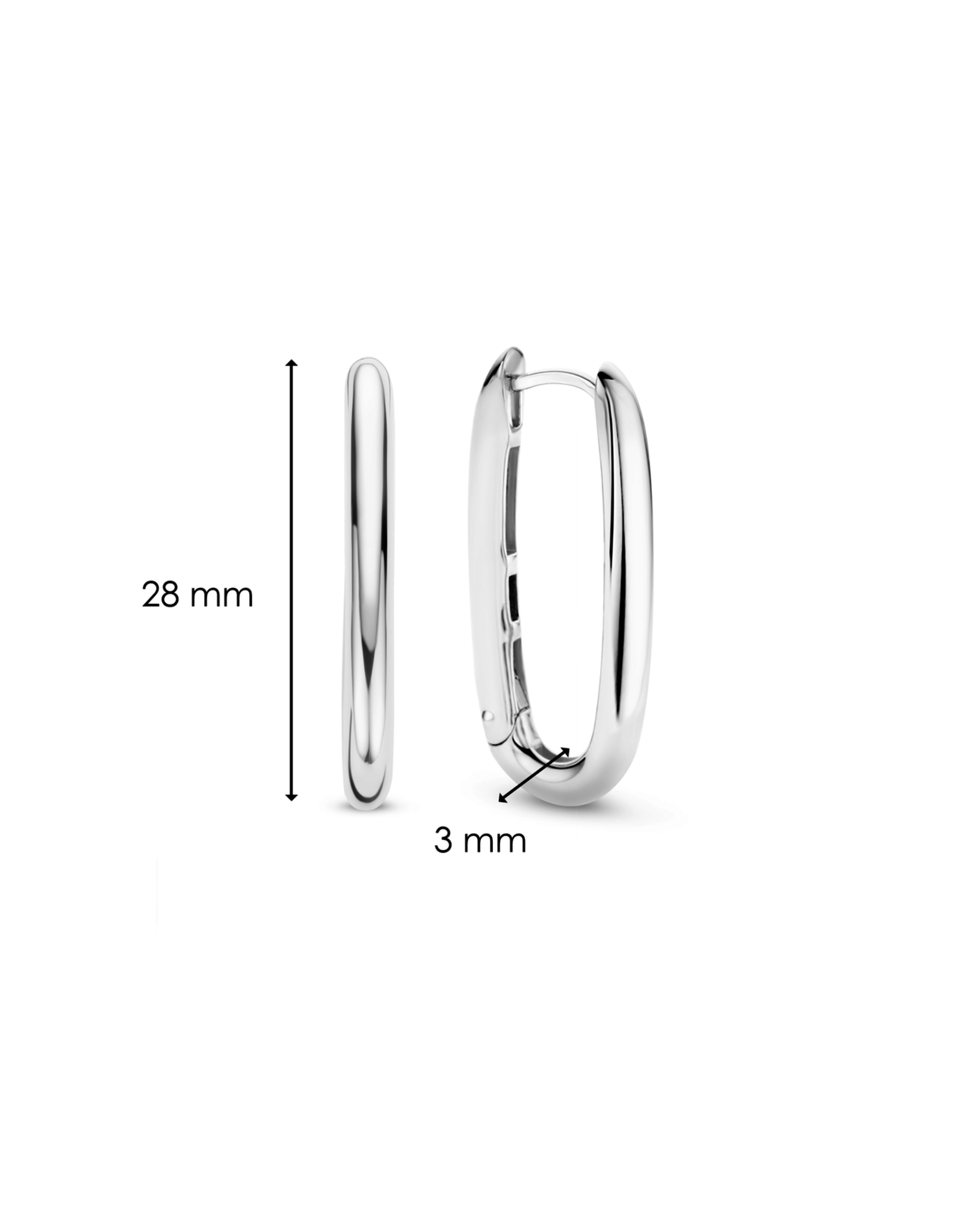 Elongated Silver Hoop Earrings- 7902SI