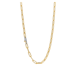 Long Yellow Gold Plated Paperclip Necklace, 31"