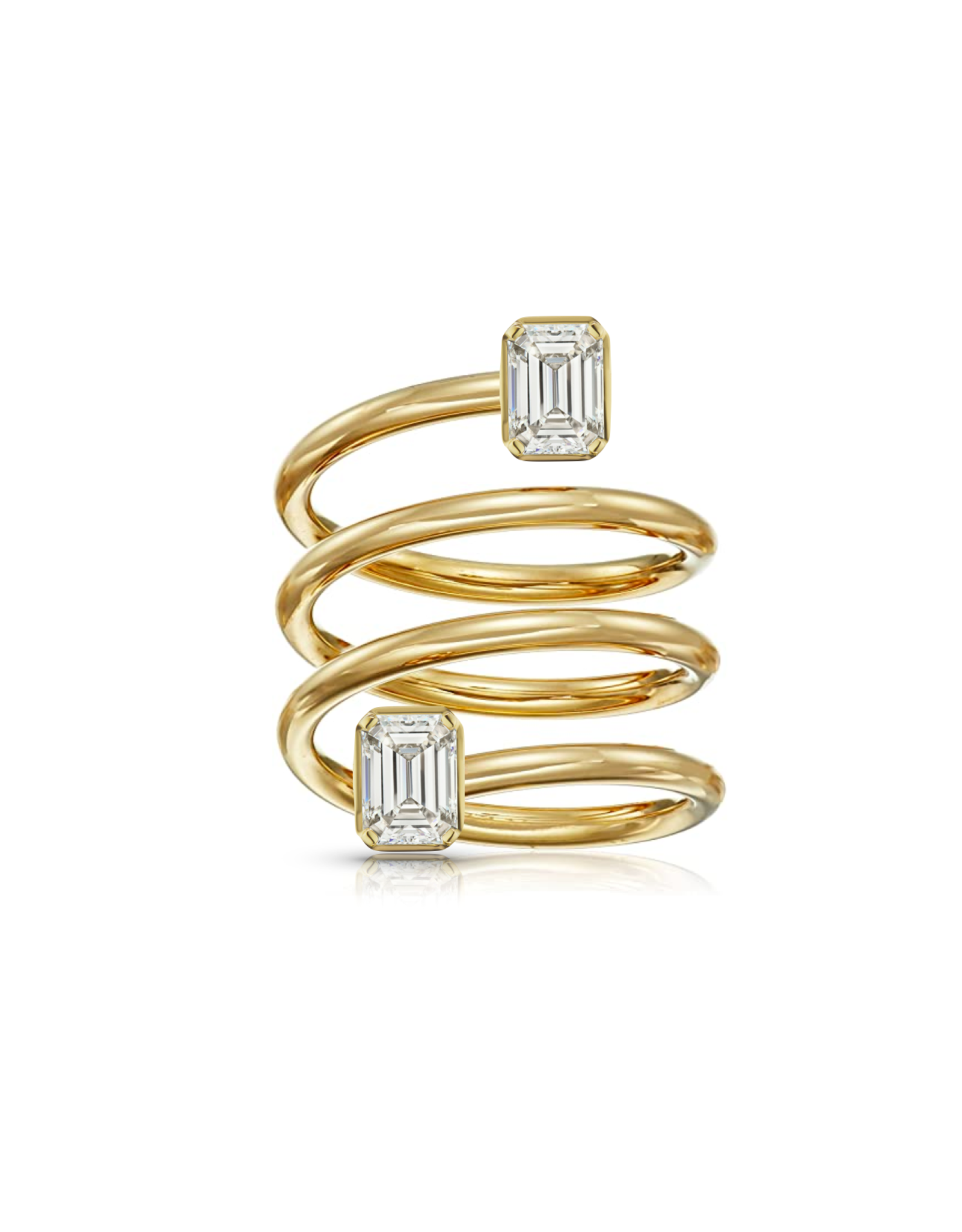 770 Fine Jewelry 14K Yellow Gold Emerald Cut Bezel Set Wrap Ring, D: 0.50ct