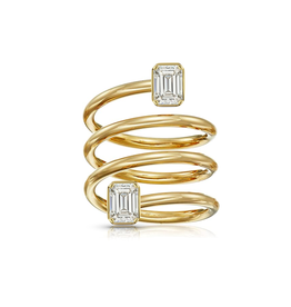 770 Fine Jewelry 14K Y/G Emerald Cut Bezel Set Wrap Ring