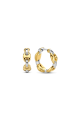 2-tone Fancy Link Hoop Earrings- 7877SY