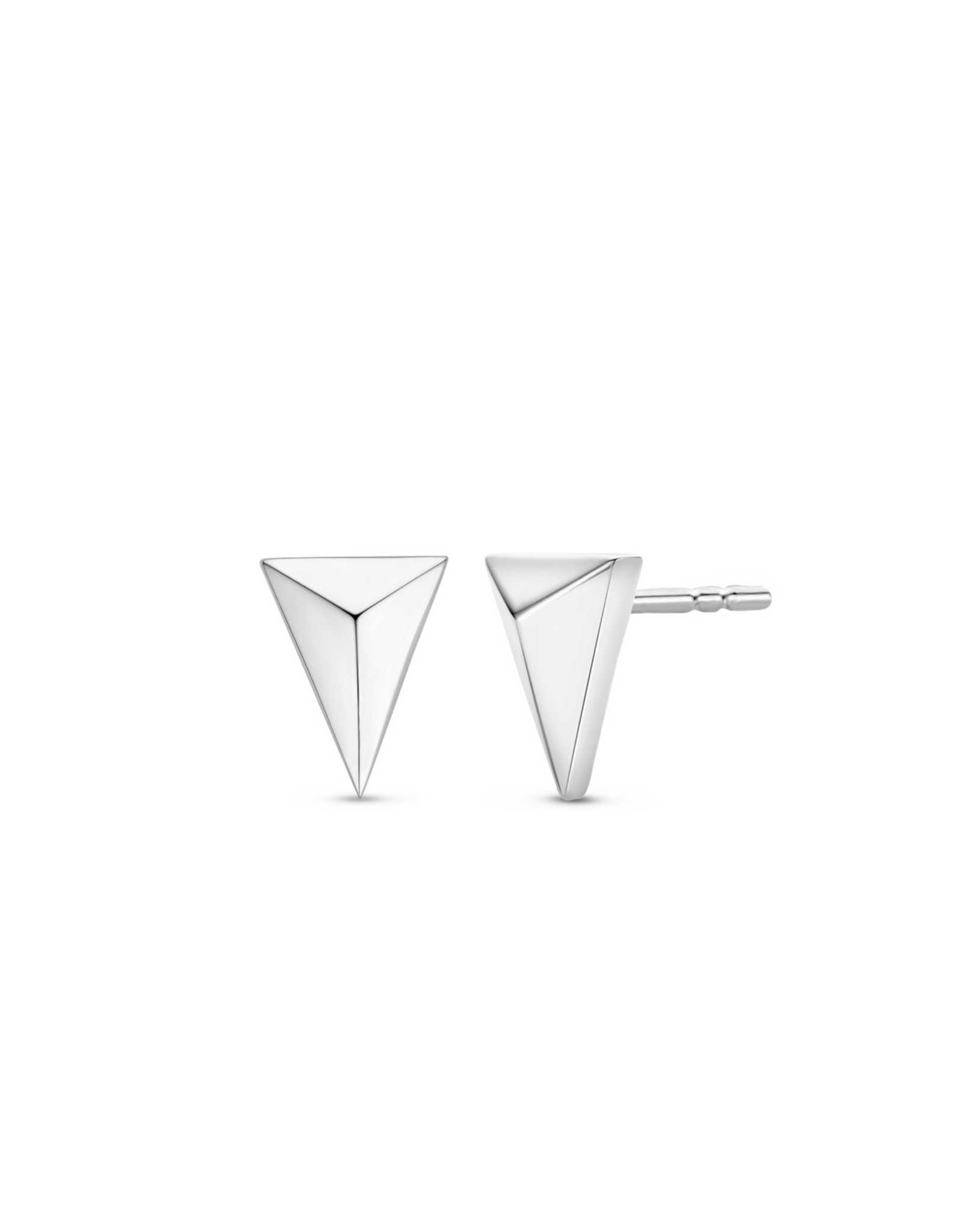 Silver Geometric Elongated Pyramid Stud Earrings- 7898SI