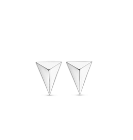 Silver Geometric Elongated Pyramid Stud Earrings