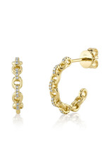 14K Yellow Gold Diamond Link Hoop Earrings, D: 0.10ct