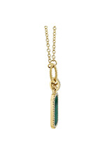 14K Yellow Gold Malachite and Diamonds Charm Necklace, M: 1.03ct, d: 0.13ct