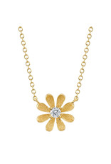 14K Yellow Gold Petite Diamond Flower Necklace, D: 0.08ct