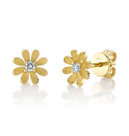 14K Y/G Petite Diamond Flower Stud Earrings