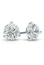 18K White Gold Martini Setting Diamond Stud Earrings, D: 1.02ct