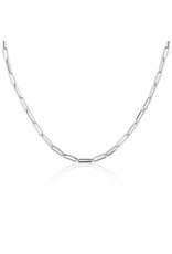 14K White Gold Paperclip Necklace, 20"