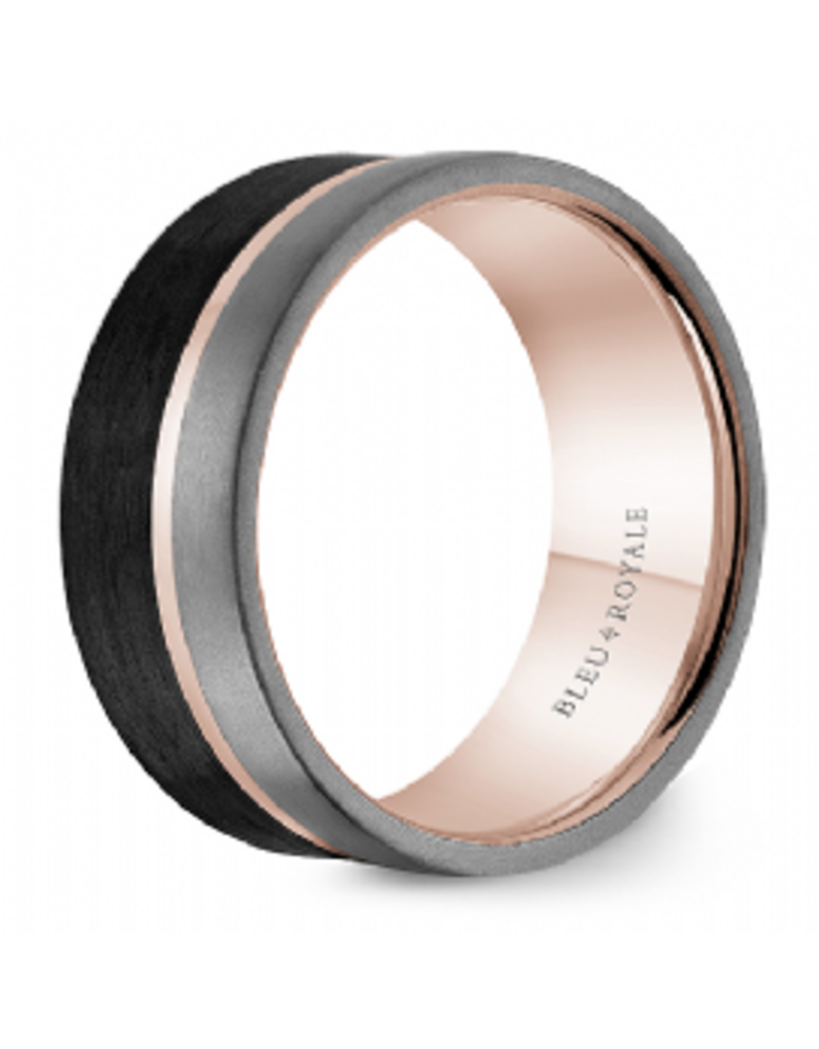 14K Rose Gold & Tantalum Carbon Fiber Band - 9mm, Size 10