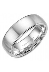 14K White Gold Band with Sandpaper Top & Polished Edges - 7.5 mm